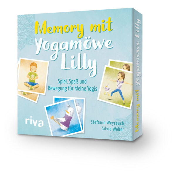 Verpackung des Memory-Spiels mit Yogamöwe Lilly
